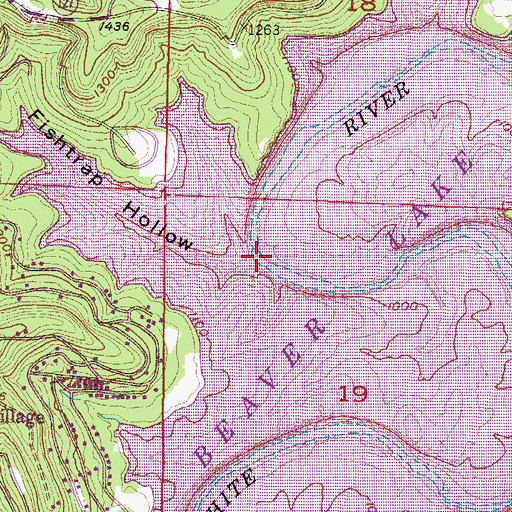 Topographic Map of Lost Bridge (historical), AR