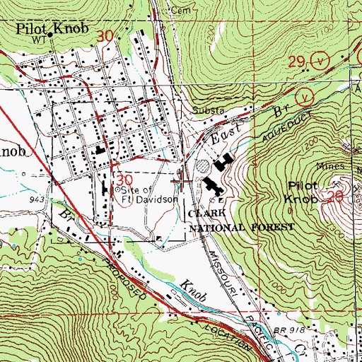 Topographic Map of East Branch Knob Creek, MO