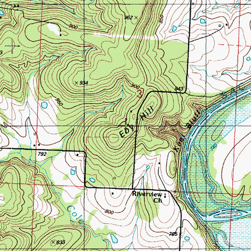 Topographic Map of Eby Hill, MO