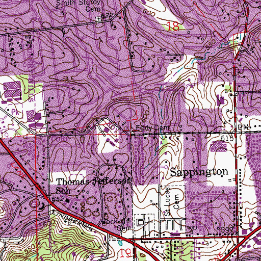 Topographic Map of Eddy Cemetery, MO