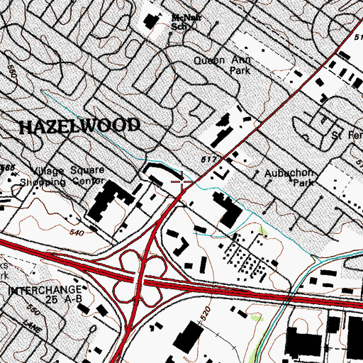 Topographic Map of Elm Grove School, MO