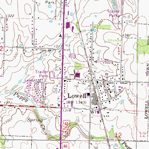 Topographic Map of Lowell Elementary School, AR