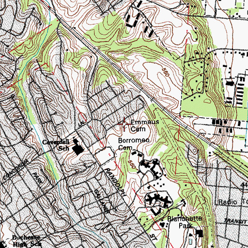 Topographic Map of Emmaus Cemetery, MO