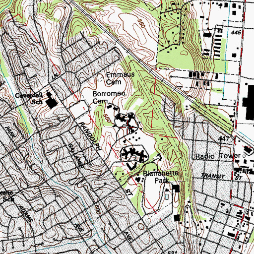 Topographic Map of Emmaus Home, MO