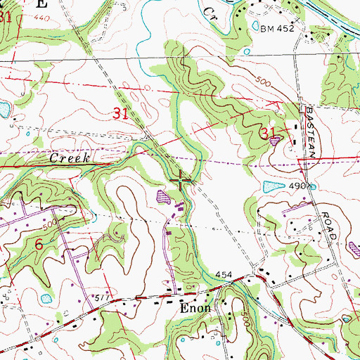 Topographic Map of Enon Branch, MO