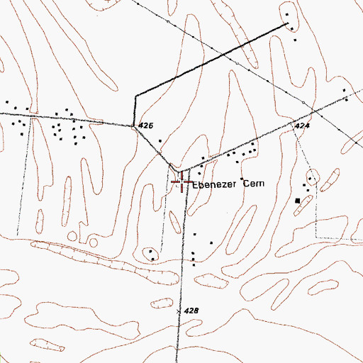 Topographic Map of Espedeza Cemetery, MO