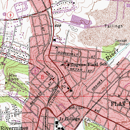 Topographic Map of Eugene Field School, MO