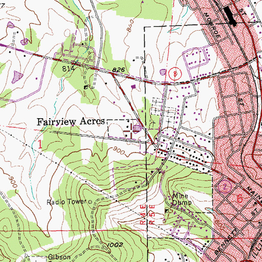 Topographic Map of Fairview Acres, MO