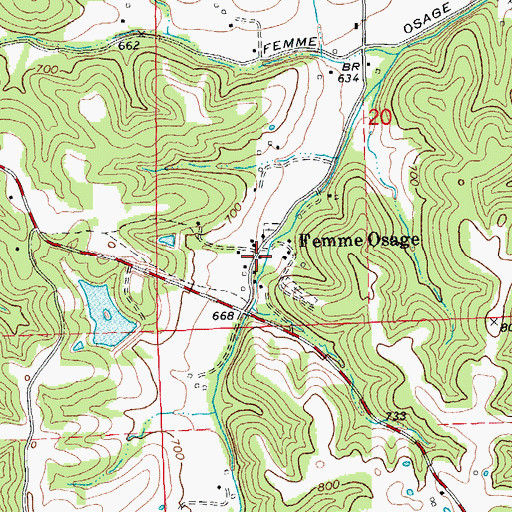 Topographic Map of Femme Osage, MO