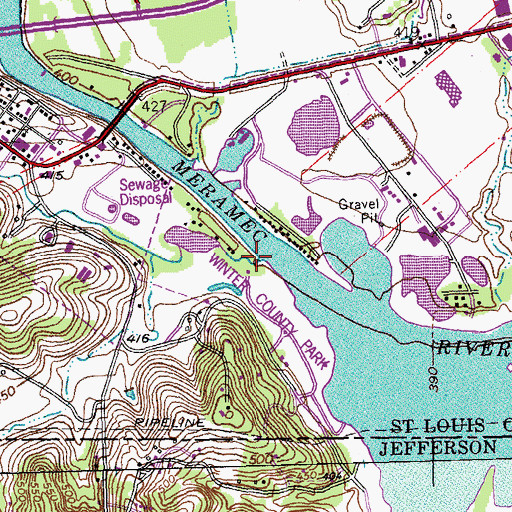 Topographic Map of Fenton Creek, MO