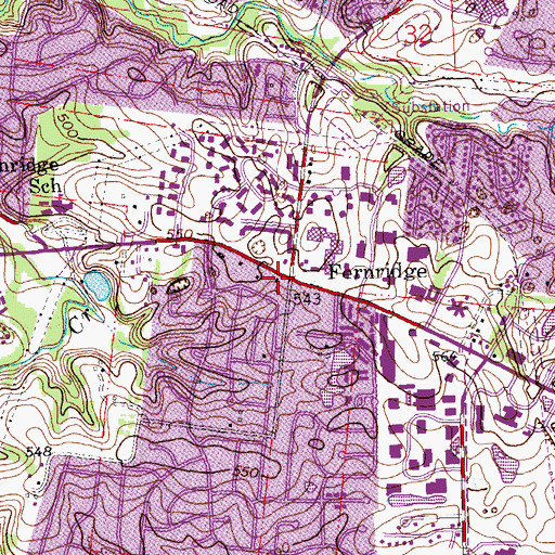 Topographic Map of Fernridge, MO