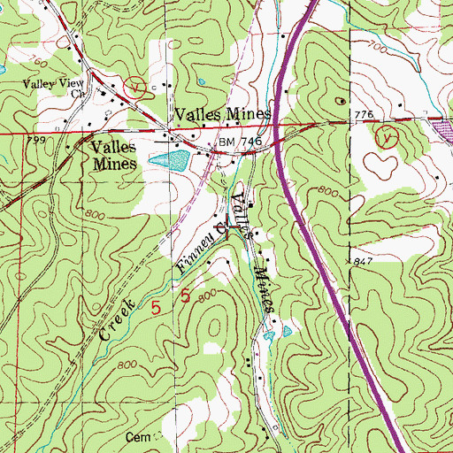 Topographic Map of Finney Creek, MO