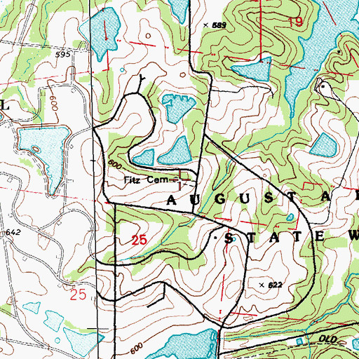 Topographic Map of Francis Howell Cemetery, MO