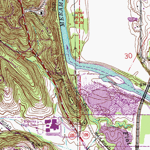 Topographic Map of Flat Creek, MO