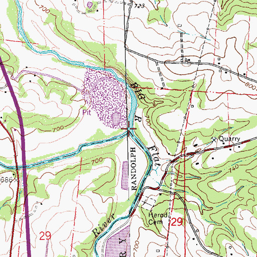 Topographic Map of Flat River, MO
