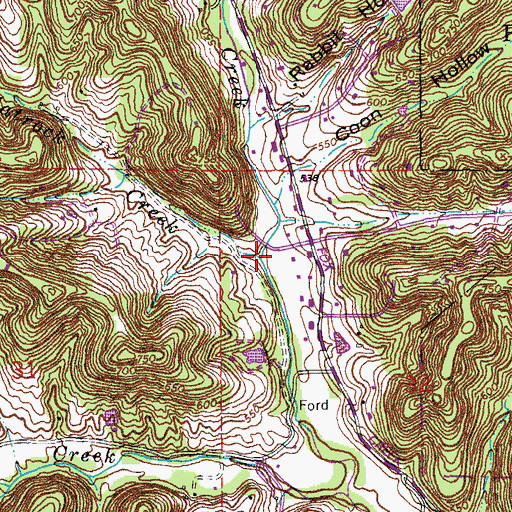 Topographic Map of Flatrock Creek, MO