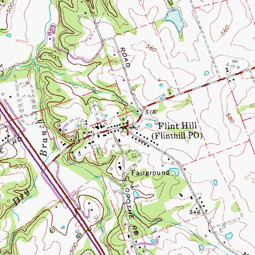Topographic Map of Flint Hill, MO