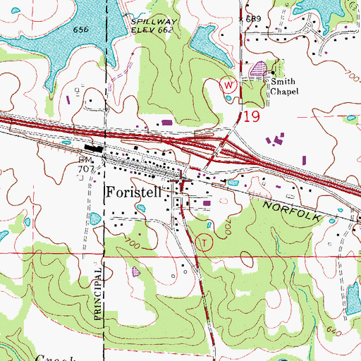 Topographic Map of Foristell, MO