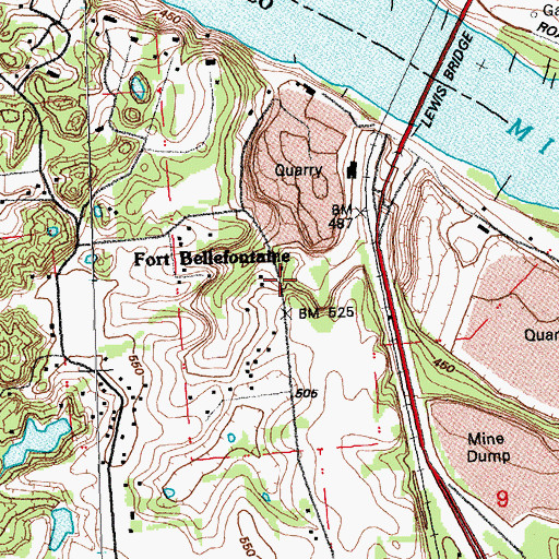 Topographic Map of Fort Bellefontaine, MO