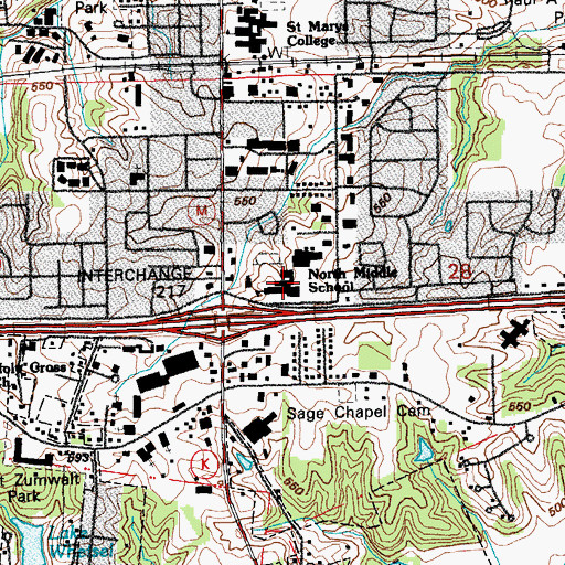 Topographic Map of Fort Zumwalt North Middle School, MO