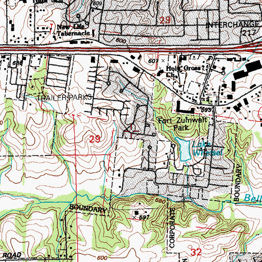 Topographic Map of Fort Zumwalt State Park, MO
