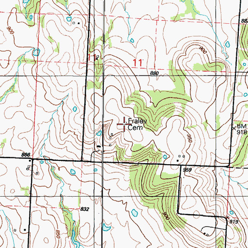 Topographic Map of Fraley Cemetery, MO