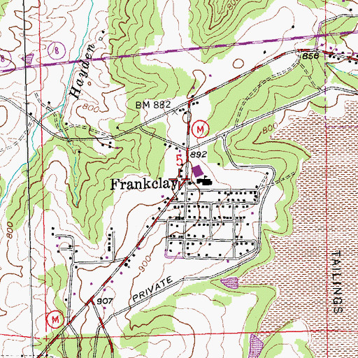 Topographic Map of Frankclay, MO