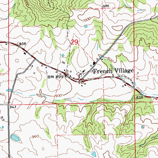 Topographic Map of French Village, MO