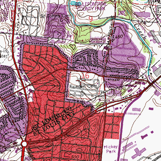 Topographic Map of Frieden Cemetery, MO