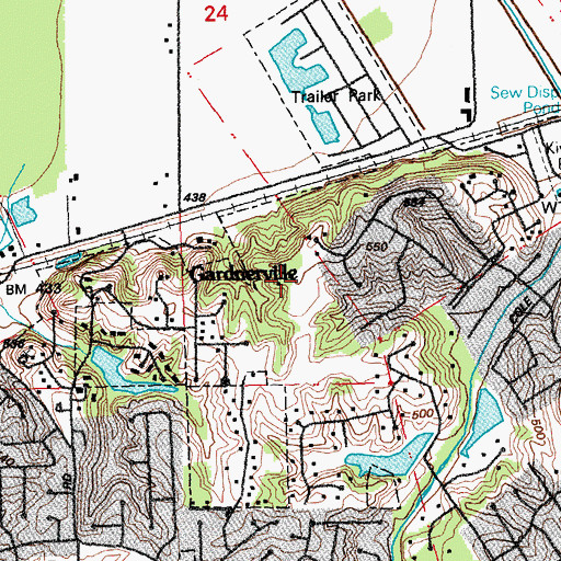 Topographic Map of Gardnerville, MO
