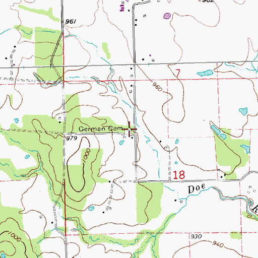 Topographic Map of German Cemetery, MO