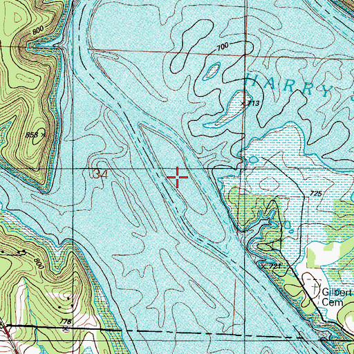 Topographic Map of Gilbert Island (historical), MO