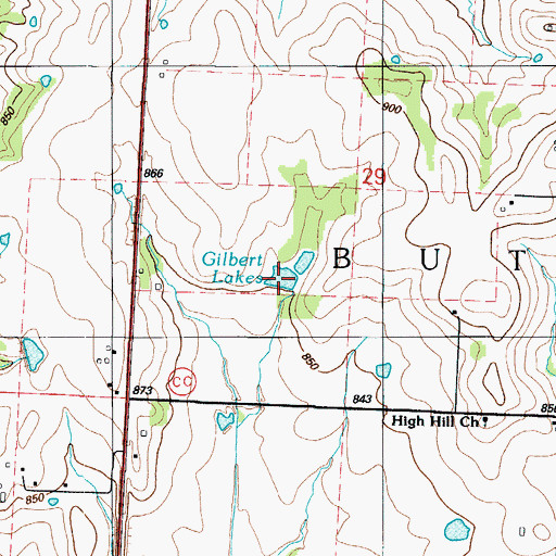 Topographic Map of Gilbert Lakes, MO