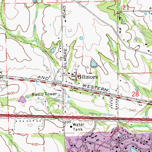 Topographic Map of Gilmore, MO