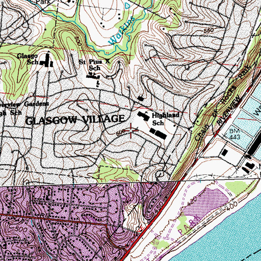 Topographic Map of Glasgow Village, MO