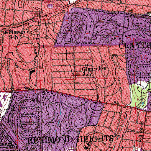 Topographic Map of Glenridge School, MO