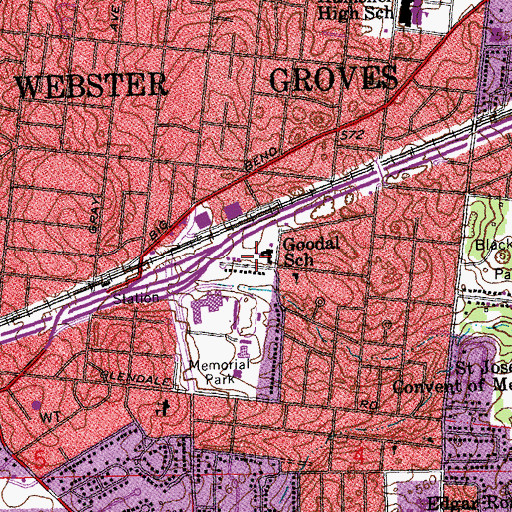 Topographic Map of Goodal School, MO