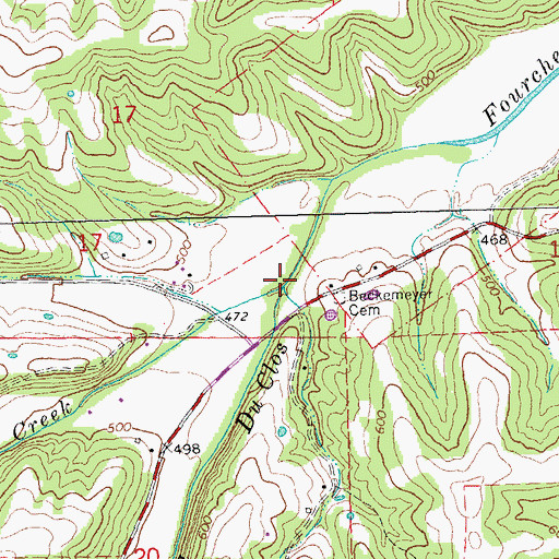 Topographic Map of Goose Creek, MO