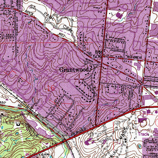 Topographic Map of Grantwood, MO