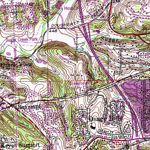 Topographic Map of Greenbriar Country Club, MO