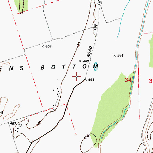 Topographic Map of Greens Bottom, MO