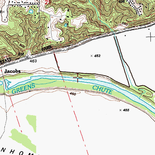 Topographic Map of Greens Chute, MO