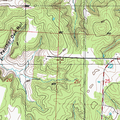 Topographic Map of Greenwood School (historical), MO