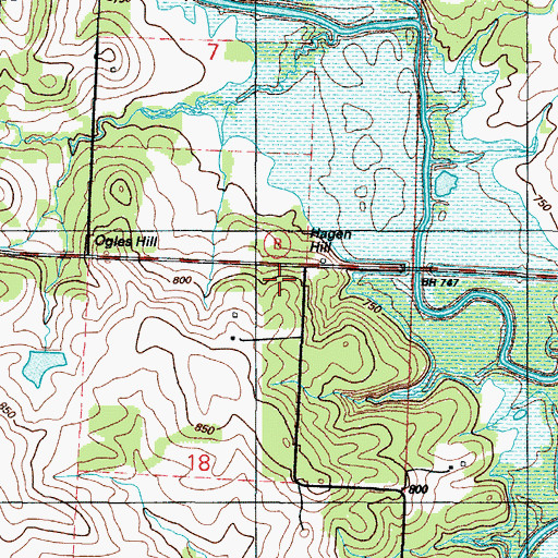 Topographic Map of Hagen Hill, MO
