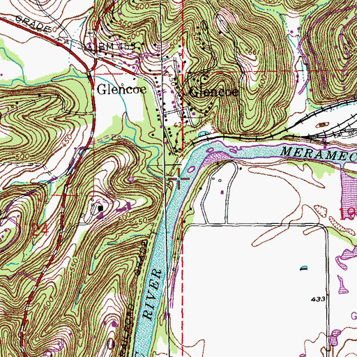 Topographic Map of Hamilton Creek, MO