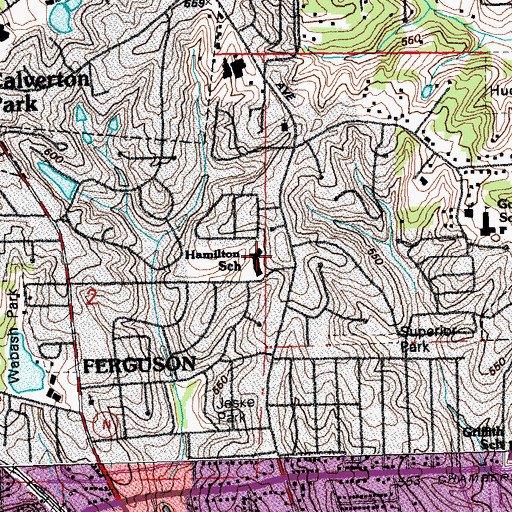 Topographic Map of Hamilton School, MO