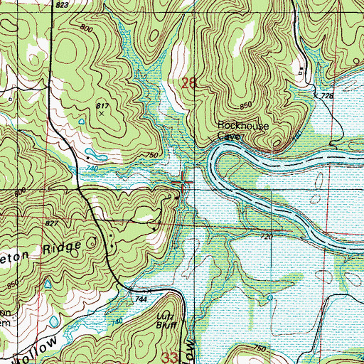Topographic Map of Happy Hollow, MO