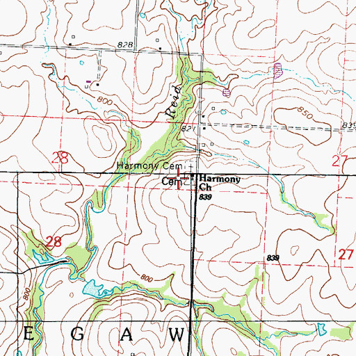 Topographic Map of Harmony Church, MO
