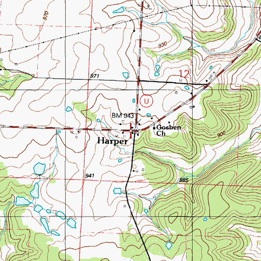 Topographic Map of Harper, MO