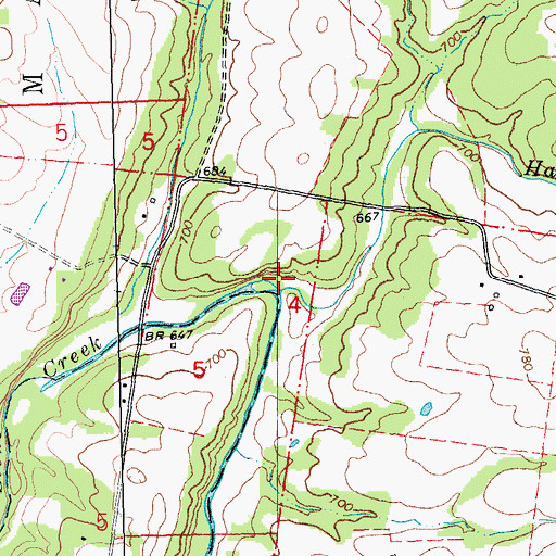 Topographic Map of Hazel Run, MO